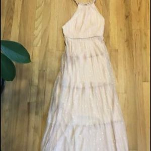 Speechless Light Peach Long Flowing Gown Prom Dress with Glitter Size 0